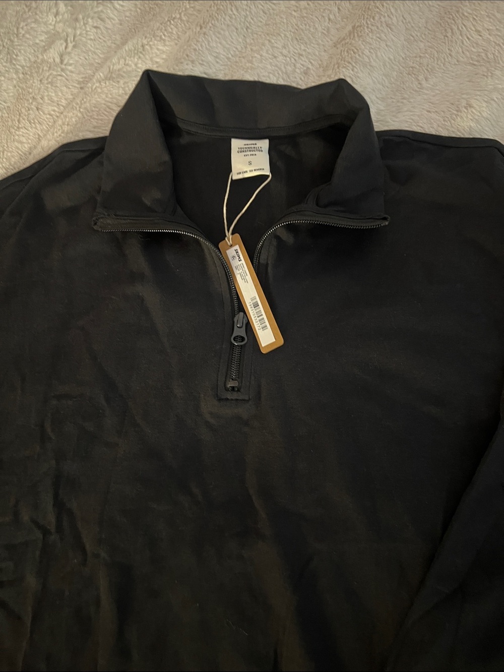 SKIMS Men's Black Quarter-Zip Crewneck Sweater